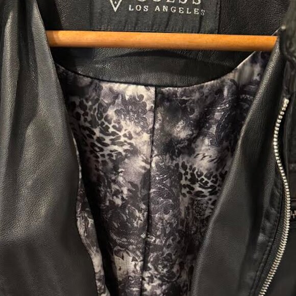 Guess Faux Leather Biker Jacket-90's Black XL - Picture 9 of 9